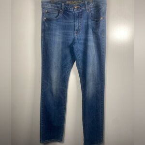 American Eagle Outfitters Men's Slim Straight Jeans in Deep Blue